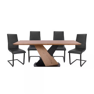 INDEX LIVING MALL ชุดโต๊ะอาหาร รุ่นวัลดัส+บอร์น ขนาด 195 ซม. โต๊ะ 1 + เก้าอี้ 4  สีธรรมชาติดำ รูปที่ 1