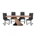 INDEX LIVING MALL ชุดโต๊ะอาหาร รุ่นวัลดัส+บอร์น ขนาด 195 ซม. โต๊ะ 1 + เก้าอี้ 4  สีธรรมชาติดำ