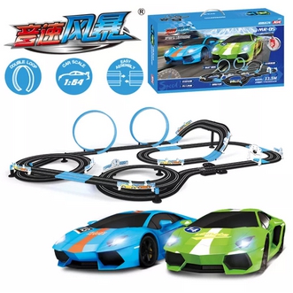 Racing magnetic electric track racing car set double track remote control car roller coaster 15m long model Electric Double Remote Control Car Racing Track Toy Professional Circuit Voiture Electric Railway Slot Race Car Kid Toy รูปที่ 1