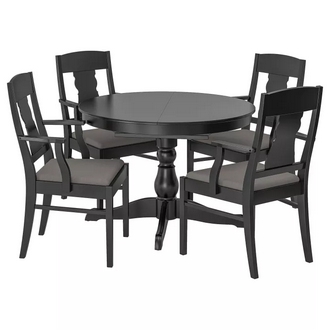 Best Deal !! Table and 4 chairs black 100155 cm รูปที่ 1