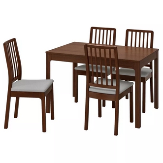 Best Deal !! Table and 4 chairs brown Orrsta light grey 120180 cm รูปที่ 1