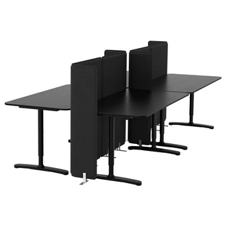 Best Deal !! Desk with screen black stained ash veneer black 320x160 120 cm รูปที่ 1