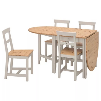 Best Deal !! Table and 4 chairs light antique stain grey 67 cm รูปที่ 1