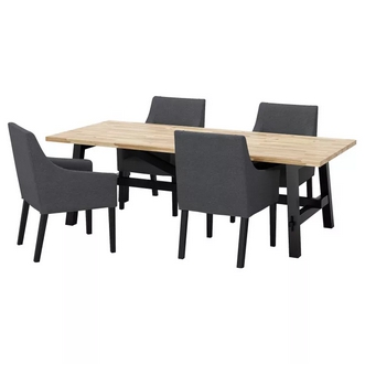 Best Deal !! Table and 4 chairs acacia black Sporda dark grey 235x100 cm รูปที่ 1