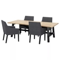 Best Deal !! Table and 4 chairs acacia black Sporda dark grey 235x100 cm