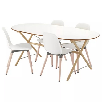 Best Deal !! Table and 4 chairs birch white 185x90 cm รูปที่ 1