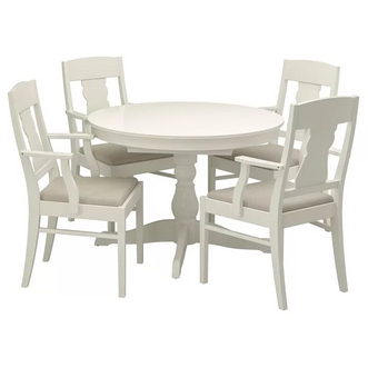 Best Deal !! Table and 4 chairs white 110155 cm รูปที่ 1