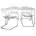 Best Deal !! Table and 4 chairs white transparent 135 cm