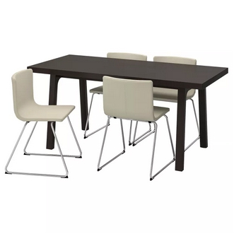 Best Deal !! Table and 4 chairs dark brown Kavat white 170x78 cm รูปที่ 1