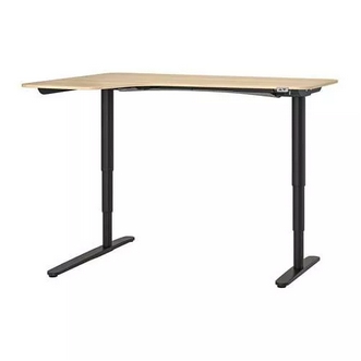 Best Deal !! Corner desk left sitstand white stained oak veneer black 160x110 cm รูปที่ 1