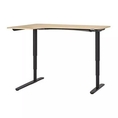 Best Deal !! Corner desk left sitstand white stained oak veneer black 160x110 cm