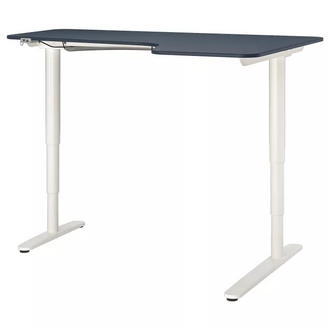 Best Deal !! Corner desk right sitstand linoleum blue white 160x110 cm รูปที่ 1