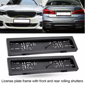 gucanou 2Pcs Front Rear License Plate Frame Roller Shutter Electric Remote Control License Plate Holder for European Standard Electric New Energy Vehicles รูปที่ 1
