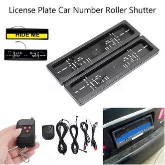 gucanou 2 Pcs Plate Frame Rolling Shutter Remote Control Plastic Iron Electric License Plate Cover for Euro Standard Cars รูปที่ 1