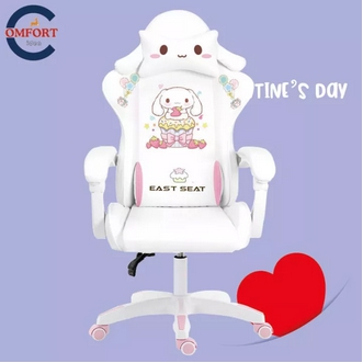 ESports Girls Gaming Chair Live Rotating Chairs Lovely Pink Cute Cartoon Chairs Bedroom Comfortable Office Computer Seat Free Shipping รูปที่ 1