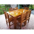 โต๊ะอาหารโต๊ะกินข้าว โต๊ะทานอาหารชุดโต๊ะกินข้าวไม้สักทอง 6 ที่นั้ง ขนาด 90x150x80 ซม. โต๊ะกลาง 1 ตัว เก้าอี้ 6 ตัว งานดี ปราณีต ทำจากไม้สักแ