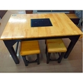 HD FUR โต๊ะชาบู+เก้าอี้ KABU 120 Cm  MODEL : TB999 ดีไซน์สวยหรู สไตล์เกาหลี ขนาด 4 ที่นั่ง สินค้าขายดี แข็งแรงทนทาน ขนาด 80x120x75 Cm