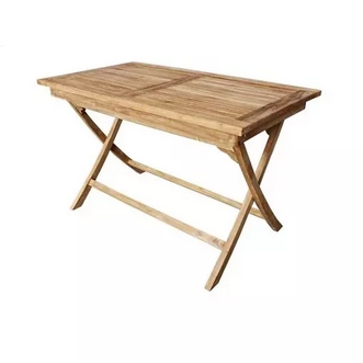 Solid folding table for indoor  outdoor in 100 teak wood 120x70x75 cm. Max load 80 kg. Natural wood color รูปที่ 1