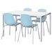 รูปย่อ Best Deal !! Table and 4 chairs glass white light blue 135 cm รูปที่1