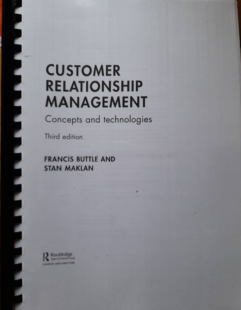 Customer Relationship Management: Concepts and Technologies, 3rd Edition  by Francis Buttle and Stan Maklan รูปที่ 1