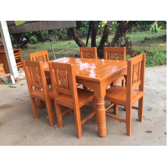 ชุดโต๊ะอาหารกวางหัวตัด 6 ที่นั่ง ไม้สัก ส่งฟรียกเว้นภาคใต้+500 ขนาดอยู่ในรูปภาพ รูปที่ 1