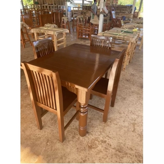 ชุดโต๊ะอาหารซีแอน ไม้สักแท้ ขนาด 4 ที่นั่ง สีน้ำตาล บริการส่งฟรี รูปที่ 1