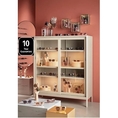 Display cabinet with 2 sliding doors in tempered glass 120x45x140 cm  Steel glass. Shop home office  Beige