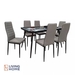 รูปย่อ ผ่อน 0 โต๊ะอาหาร 140 ซม.+ เก้าอี้ 6 ที่นั่ง กระจกลาย เบาะสีน้ำตาลอมเทา รุ่น Colette | Livinghome รูปที่3