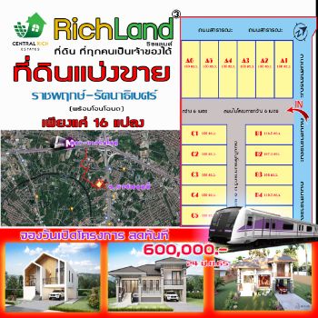 ขาย ที่ดิน ทำเลดี มีอนาคตRichland3 100 ตร.วา ถนนลาดยาง ไฟฟ้า ประปา ถนนในโครงการกว้าง 6 เมตร รูปที่ 1