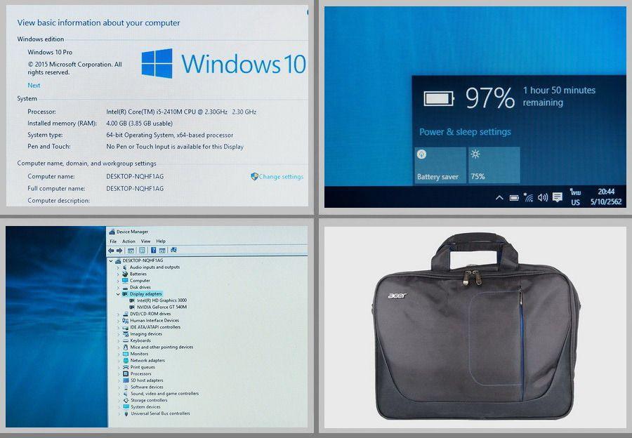 ขายโน้ตบุ้คACERIntel core i5-2410M VGA Nvidia Geforce GT 540M RAM 4 gb DDR3 Harddisk 640 GB ราคา 3000 บ รูปที่ 3