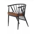 Dining chair with armrests including leather cushion. Max load 100 kg.  Steel  Black  brown