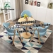 รูปย่อ spring home ชุดโต๊ะกาแฟ โต๊ะไม้ ขาเหล็ก พร้อมเก้าอี้ 3 ที่นั่ง เก้าอี้รับน้ำหนักได้100kg โต๊ะมินิ โต๊ะกลม60cm ชุดโต๊ะกินข้าว ชุดโต๊ะเก้าอี้ รูปที่4