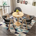 spring home ชุดโต๊ะกาแฟ โต๊ะไม้ ขาเหล็ก พร้อมเก้าอี้ 3 ที่นั่ง เก้าอี้รับน้ำหนักได้100kg โต๊ะมินิ โต๊ะกลม60cm ชุดโต๊ะกินข้าว ชุดโต๊ะเก้าอี้