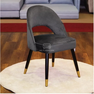 เก้าอี้ทานอาหาร ชาร์ล ขนาด 50x50x83 เก้าอี้สีเทา ผ้ากำมะหยี่ โครงขาไม้สีดำ เหมาะสำหรับสไตล์ Luxury รูปที่ 1