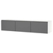 รูปย่อ TV stand  TV bench storage cabinet wall mounted. 3 doors and shelves. L. 180 cm. Pushopener door opening. Max load top panel 50 kg.  Wood  White grey รูปที่3