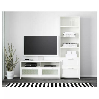 ส่งฟรี  ชุดตู้ทีวี ขาว 180x41x190 ซม. TV storage combination white 180x41x190 cm TV cabinet modern TV cabinet TV Stand Wood TV Table Stroage ตู้วางทีวี โต๊ะวางทีวี ตู้โชว์วางทีวี โต๊ะไม้วางทีวี รูปที่ 1