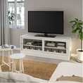 Storage unit with sliding glass doors  Tv storage  Solid pine  White