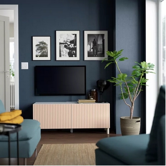 TV cabinet  storage unit 120x42x48 cm. 2 doors and shelves  Max TV weight 50 kg.  Wood  White birch veneer รูปที่ 1