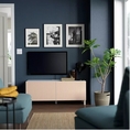 TV cabinet  storage unit 120x42x48 cm. 2 doors and shelves  Max TV weight 50 kg.  Wood  White birch veneer