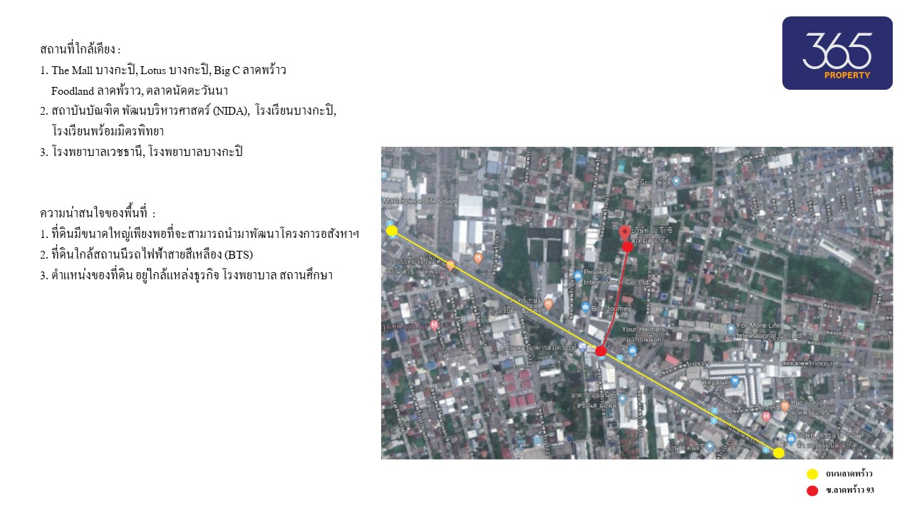 ขายที่ดิน 1-1-37 ไร่ พร้อมออฟฟิศ ติดถนนซอยลาดพร้าว 93 (เพียง 200 เมตรจากปากซอย,ใกล้รถไฟฟ้าสีเหลือง)  รูปที่ 1