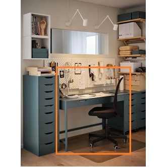 Desk with 2 drawers home  office. 100x48 cm  Wood steel  Grey turquoise รูปที่ 1