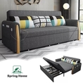 spring home โซฟานอน 4ฟุต ด้วยการจัดเก็บ พร้อมหมอน2ใบ พอร์ตusb ปลอกถอดซักได้ โซฟา 2ที่นั่ง โครงเหล็ก ไม้เนื้อแข็ง โซฟาปรับนอนได้ โซฟาเบท sofa bed