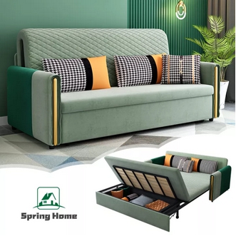 spring home โซฟาปรับนอนได้ ด้วยการจัดเก็บ พร้อมหมอน ผ้าถอดซักได้ โซฟา 2ที่นั่ง โซฟาพับ โซฟานอน 4ฟุต เตียงโซฟา โซฟาปรับนอนอเนกประสงค์ sofa bed รูปที่ 1