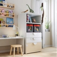 Children bookcase 60x55x123 cm with 3 drawers  With or without handles  Wood  White light brown