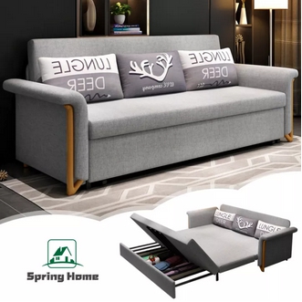 spring home โซฟานอน พร้อมหมอน2ใบ ด้วยการจัดเก็บ ปลอกถอดซักได้ โครงเหล็ก โซฟาเบท 4ฟุต โซฟา 2ที่นั่ง โซฟาปรับนอนได้ พร้อมส่ง sofa bed รูปที่ 1