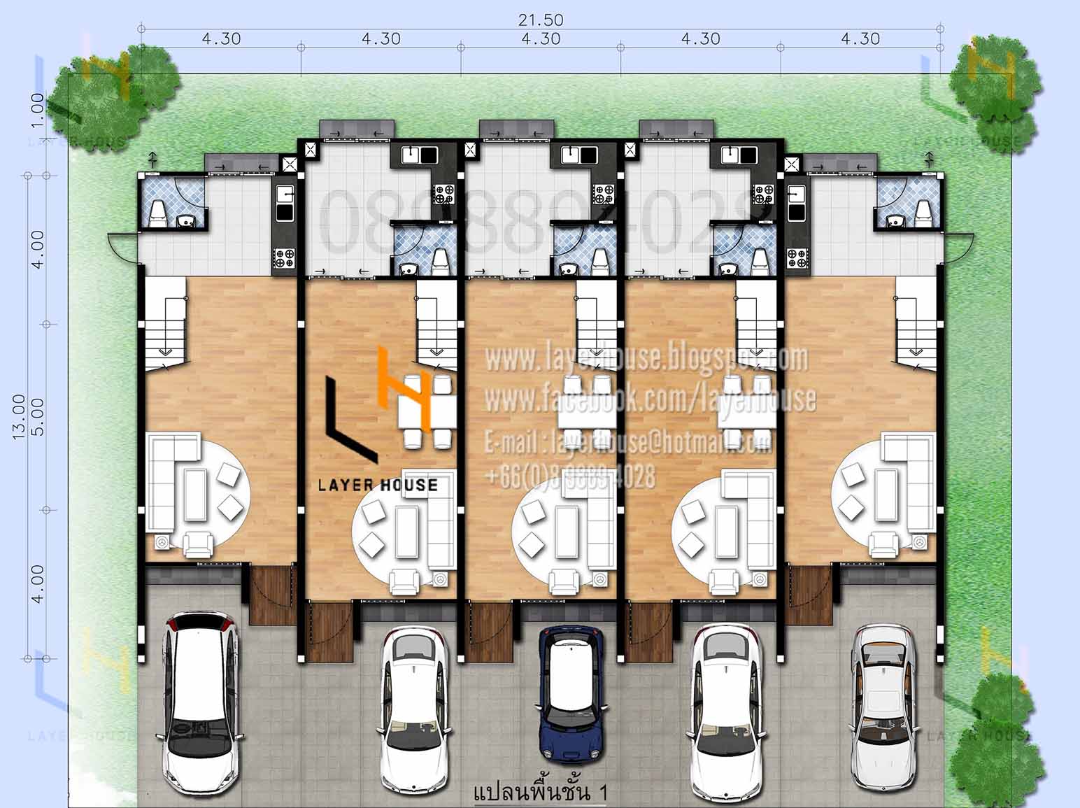 แบบทาวน์เฮาส์2ชั้น รับออกแบบใหม่หรือแบบสำเร็จพร้อมขออนุญาต รูปที่ 3
