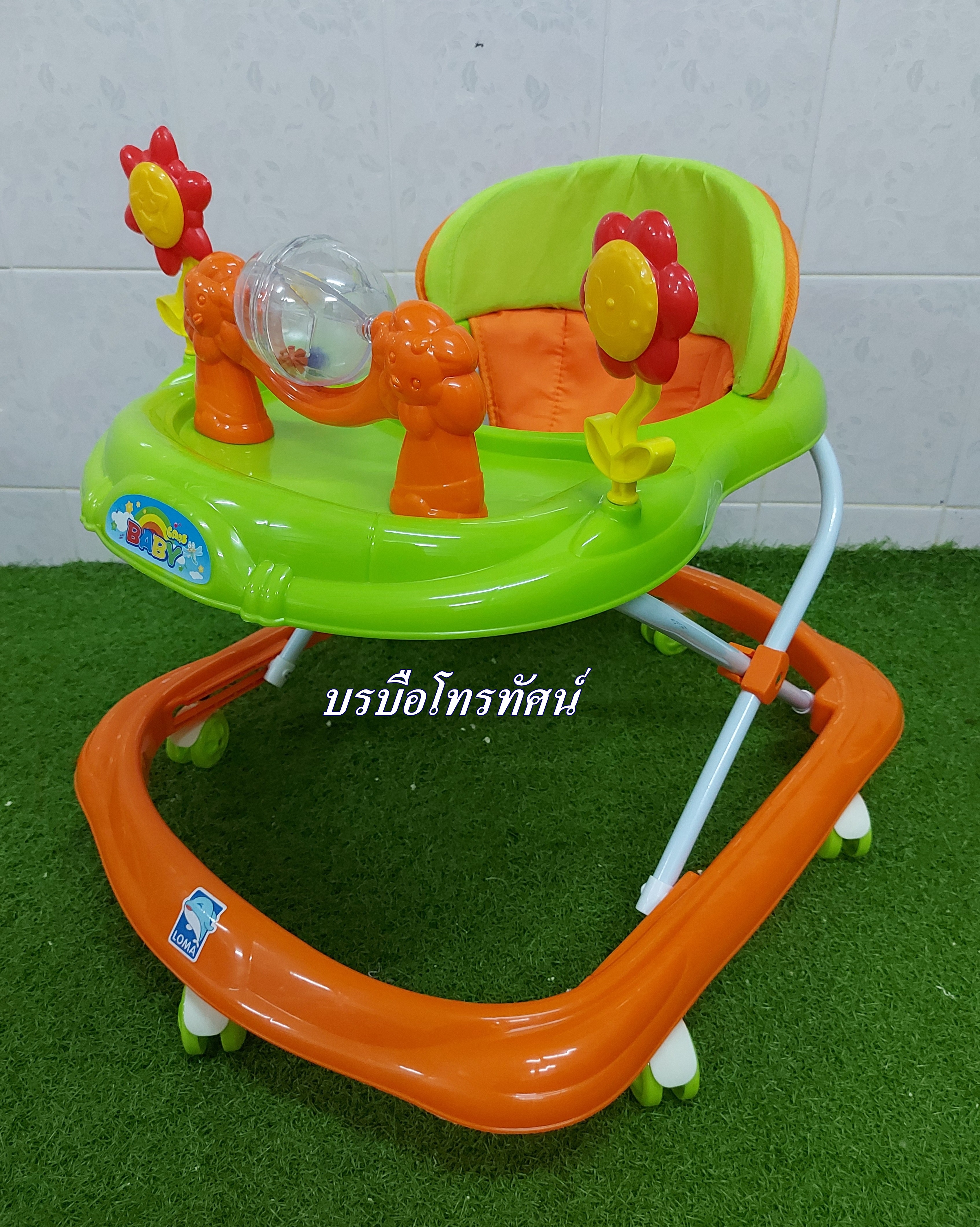 รถหัดเดินเด็ก รถวงกลม ดอกไม้-6556 ปรับระดับได้มีดนตรี.- รูปที่ 2