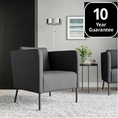 Armchair with high side rails. Wooden structure  Dark gray.