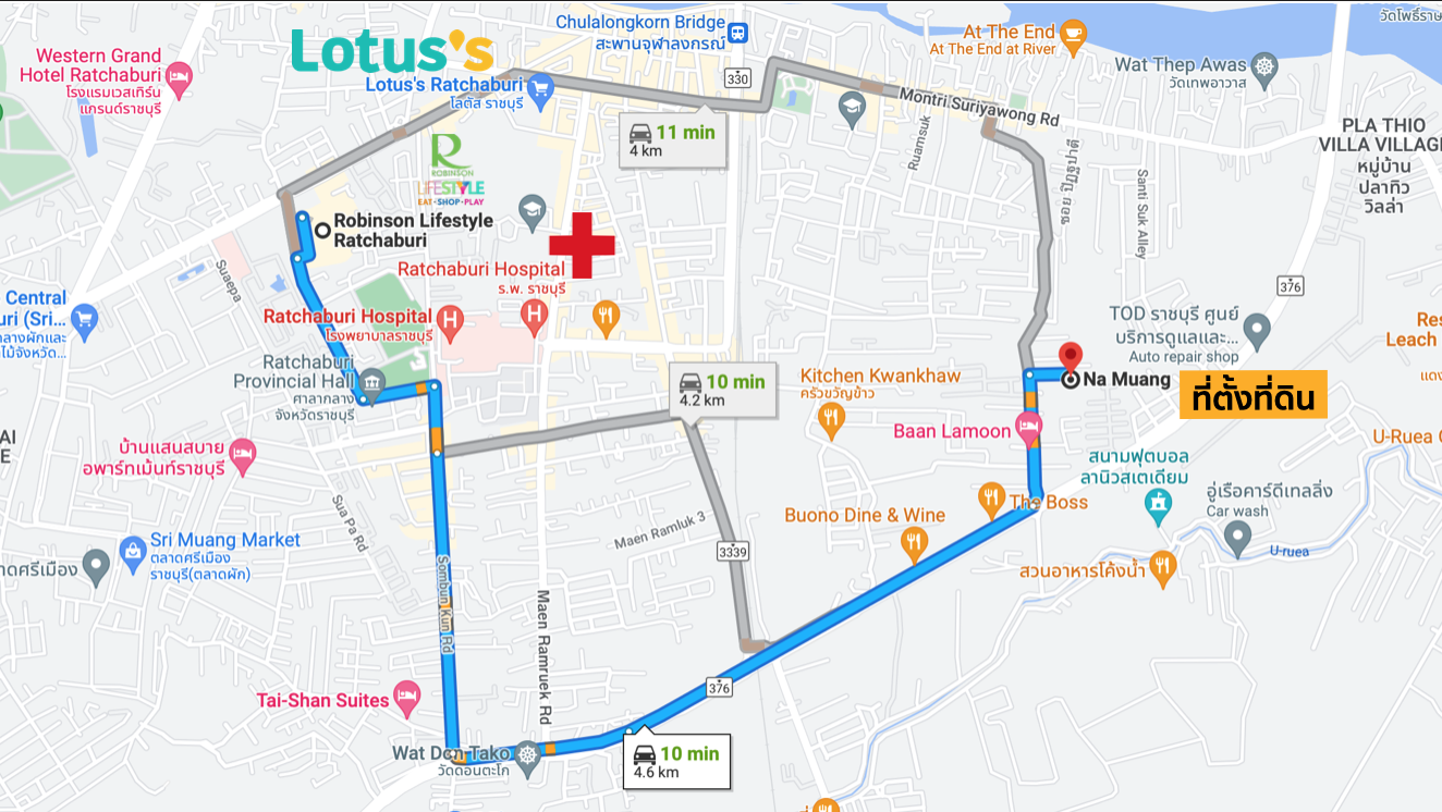 ที่ดินรูปสี่เหลี่ยม 100 ตรว.หน้ากว้าง 15 ม.ติด ถ.หลัง ม.เดอะพราว เข้าออกได้ 2 ทาง ใกล้ ถ. เลี่ยงเมือง 280 ม. ใกล้โรบินสัน,โลตัส,รพ. ราชบุรี  รูปที่ 5