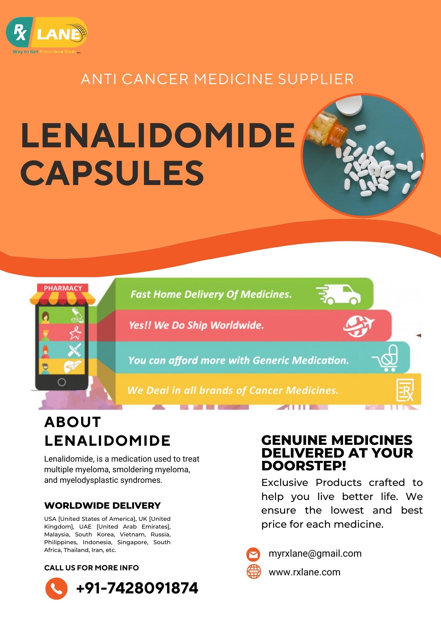 รูปภาพ Lenalidomide Capsules Price Natco Lenalid Supplier Philippines Thailand